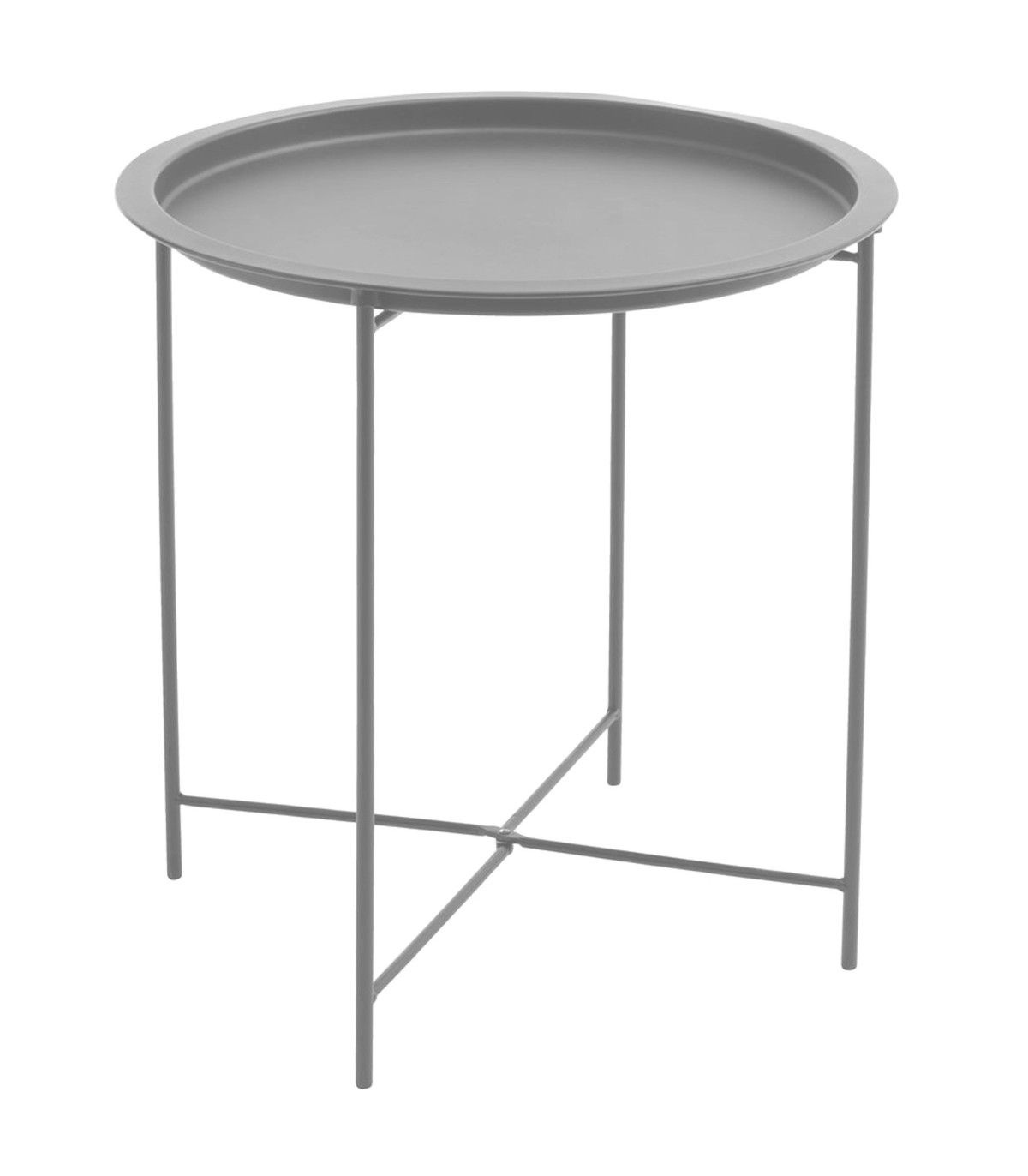 wadiga Table d'appoint ronde en métal gris 47x47x51cm