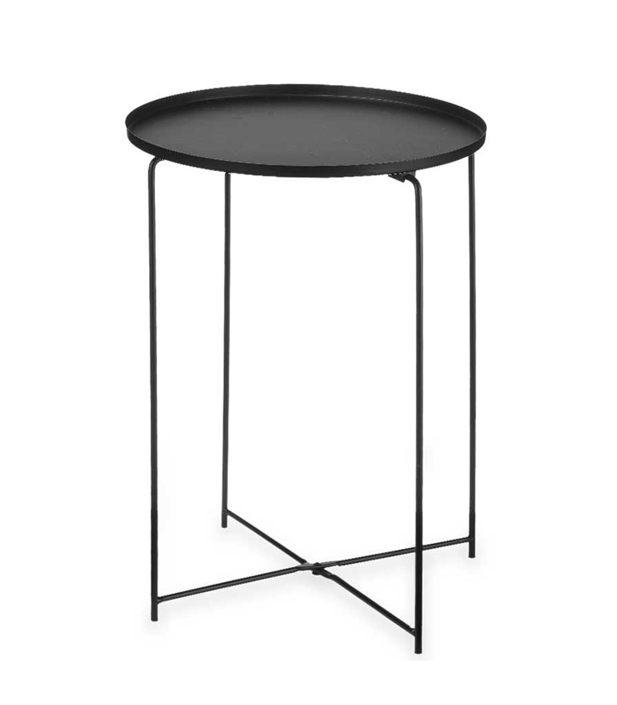 wadiga Table d'appoint ronde en métal noir 35x35x50.5cm
