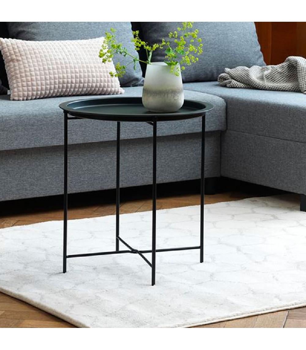 Wadiga Table D'appoint Ronde En Métal Noir 47x47x51cm