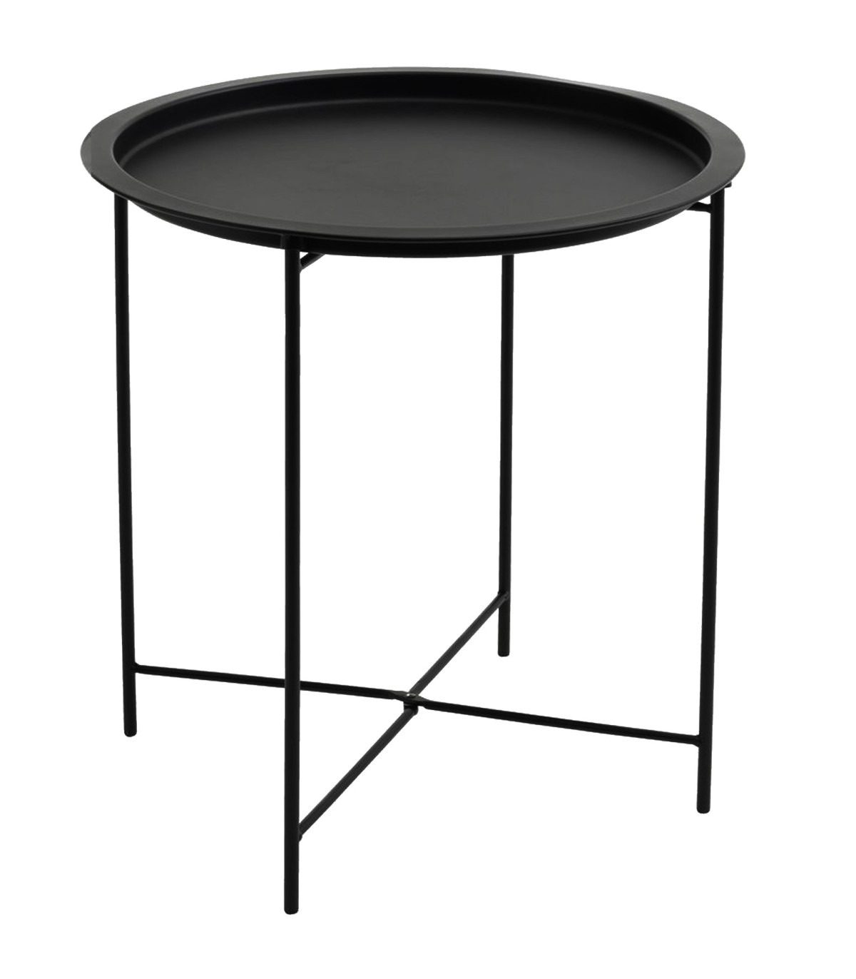 wadiga Table d'appoint ronde en métal noir 47x47x51cm