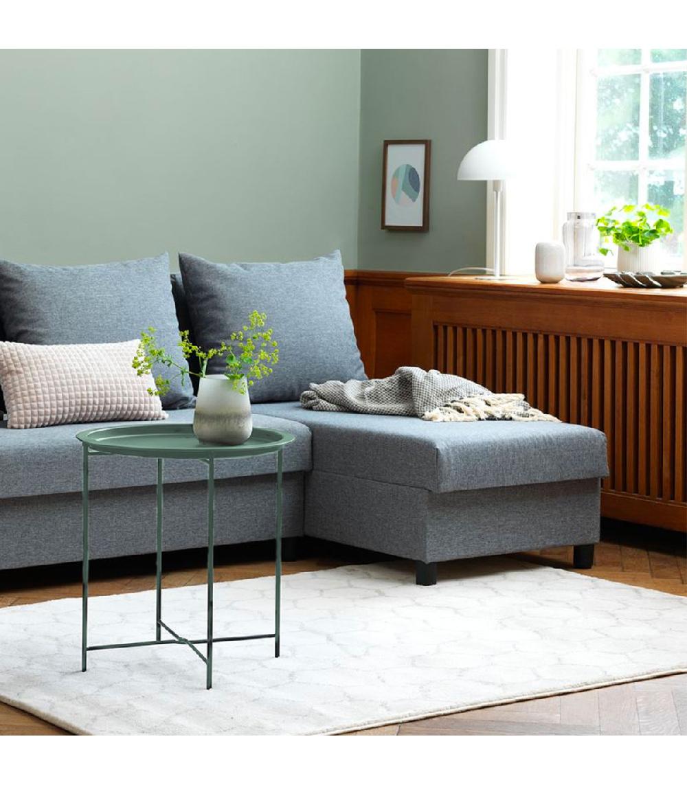 Wadiga Table D'appoint Ronde En Métal Vert Olive 47x47x51cm