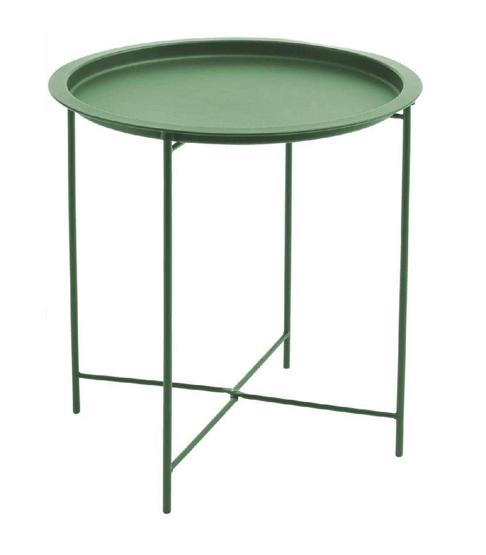 wadiga Table d'appoint ronde en métal vert olive 47x47x51cm