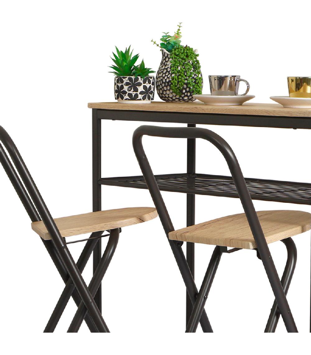 Wadiga Table De Bar Avec étagère Et 2 Tabourets De Bar 129x40x88.5cm