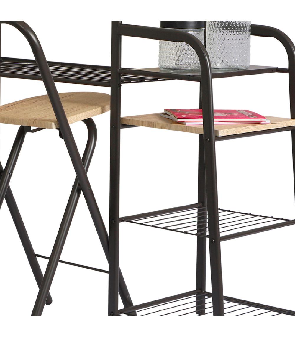 Wadiga Table De Bar Avec étagère Et 2 Tabourets De Bar 129x40x88.5cm