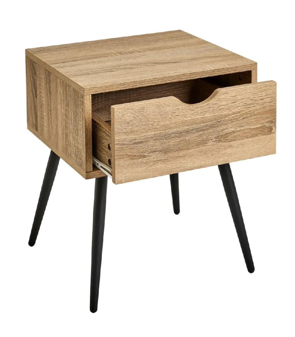 Wadiga Table De Chevet 1 Tiroir Bois Et Noir 40x35x49.5cm