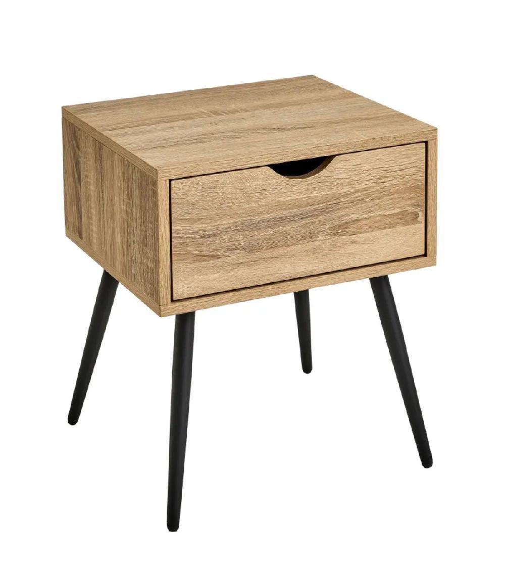 wadiga Table de chevet 1 tiroir bois et noir 40x35x49.5cm