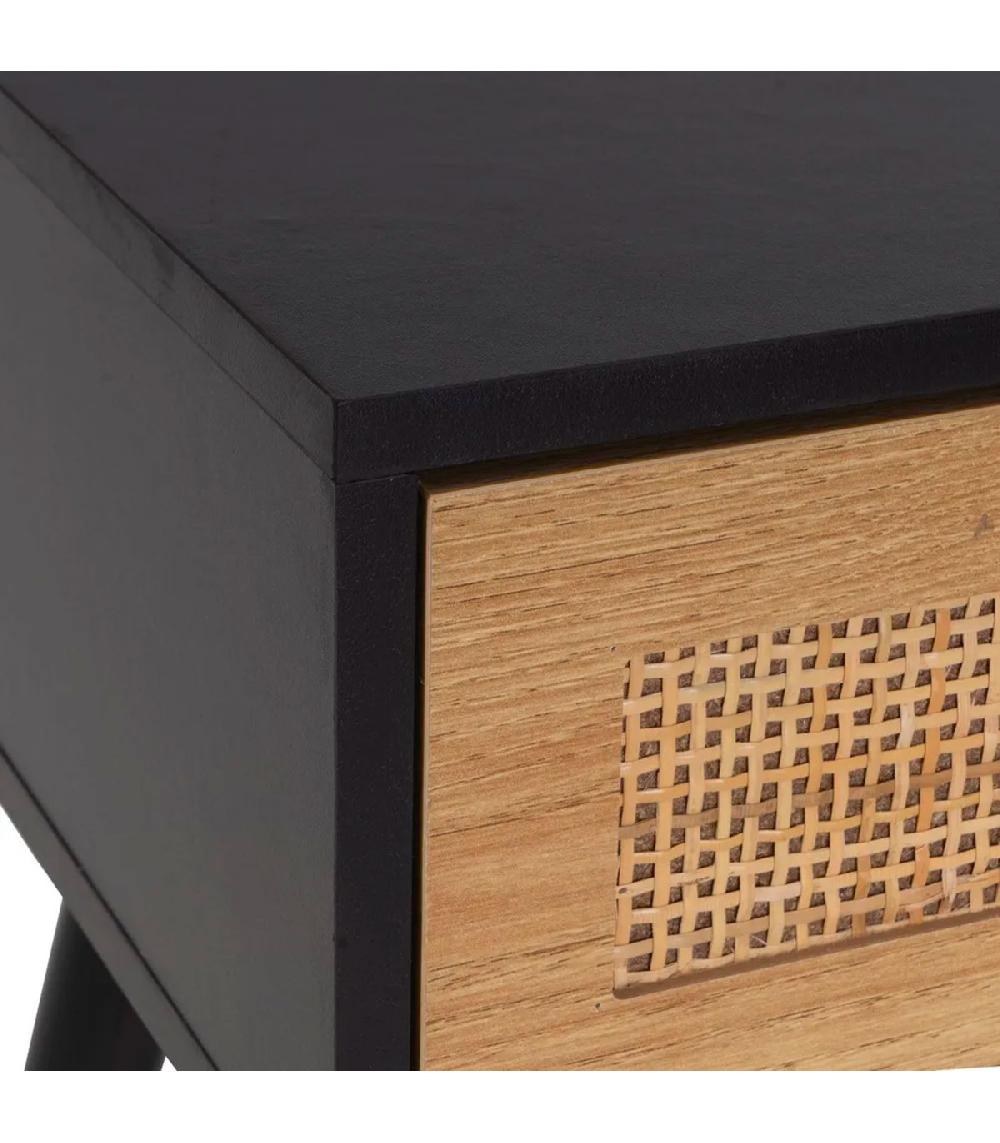 Wadiga Table De Chevet 1 Tiroir Bois Noir 45x34x59cm