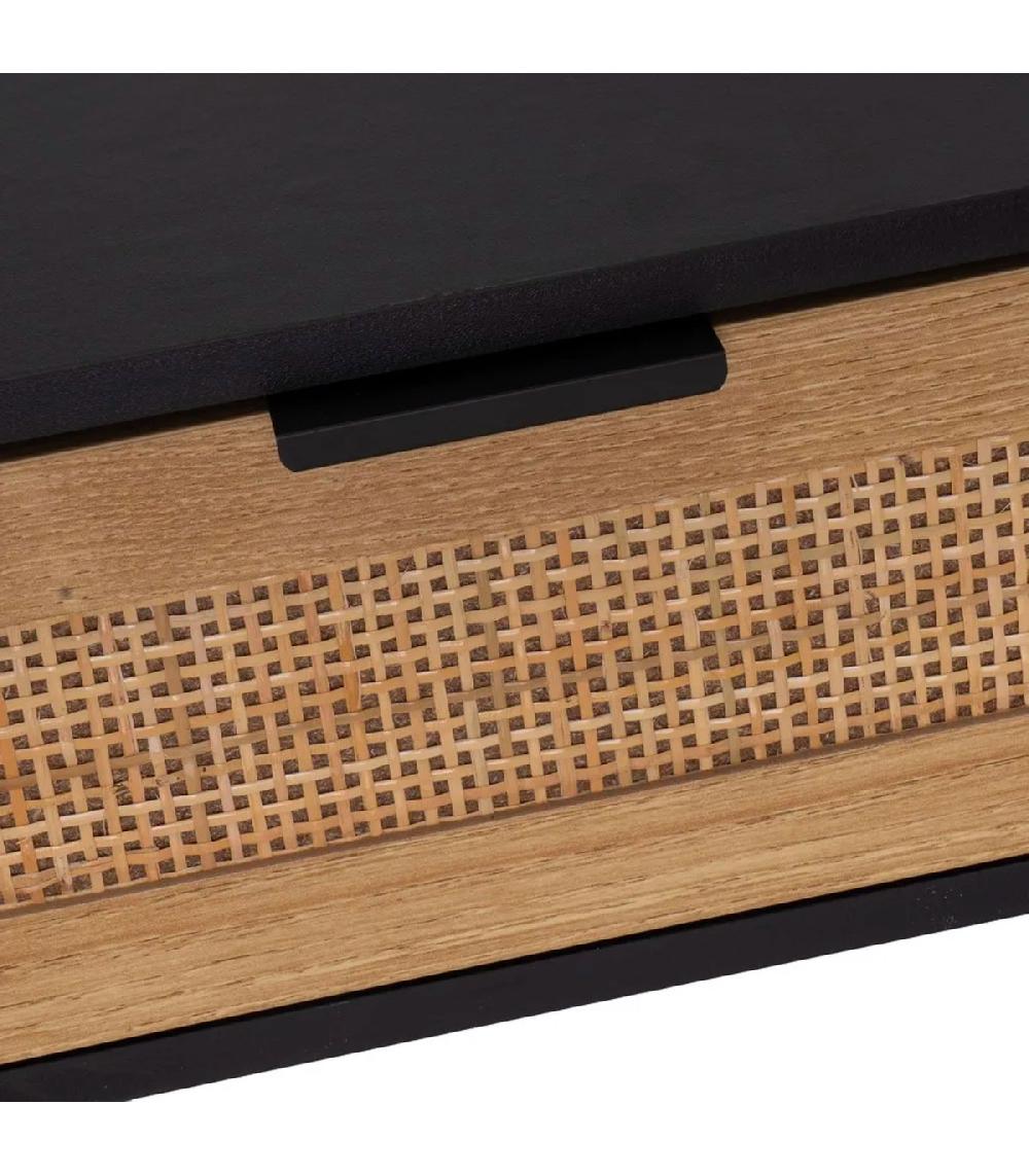 Wadiga Table De Chevet 1 Tiroir Bois Noir 45x34x59cm