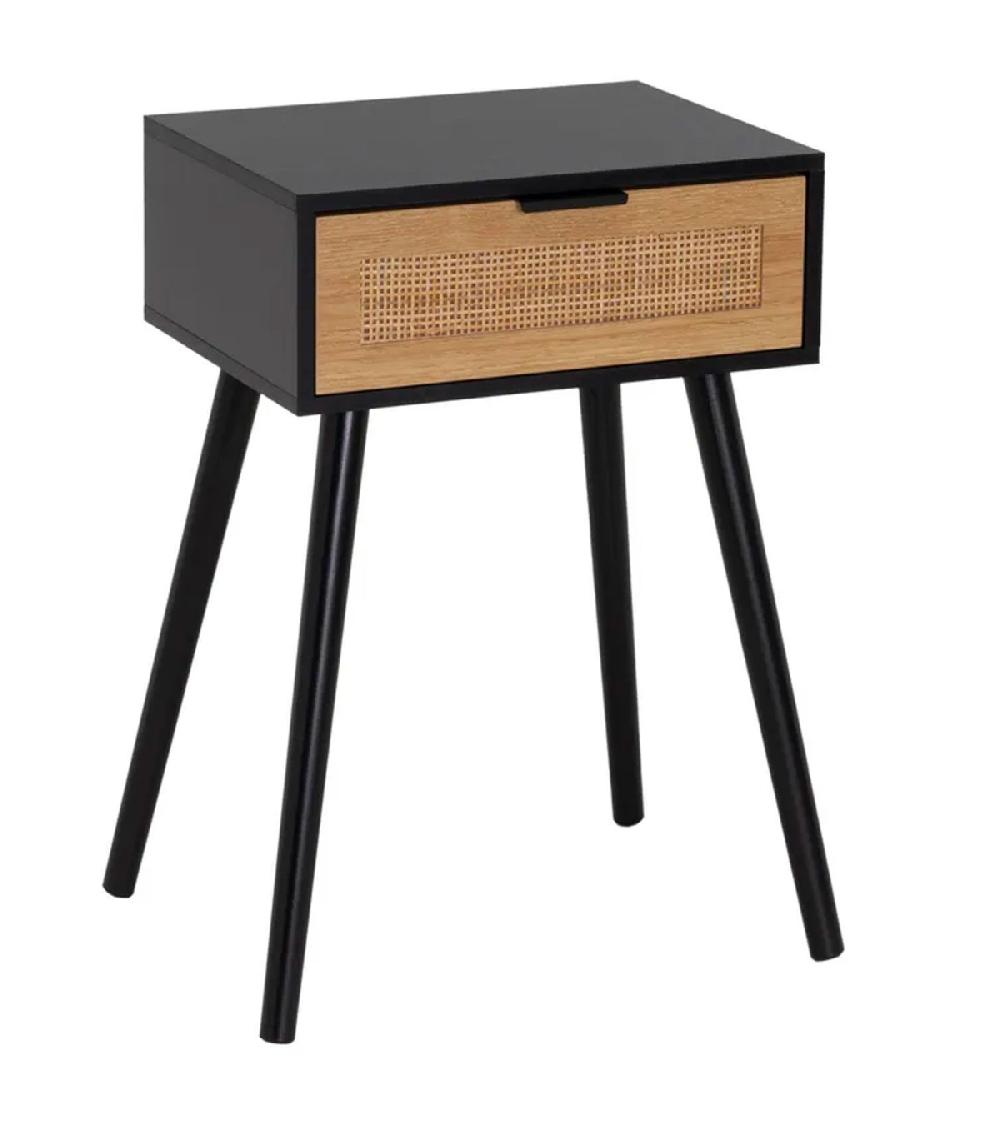wadiga Table de chevet 1 tiroir bois noir 45x34x59cm