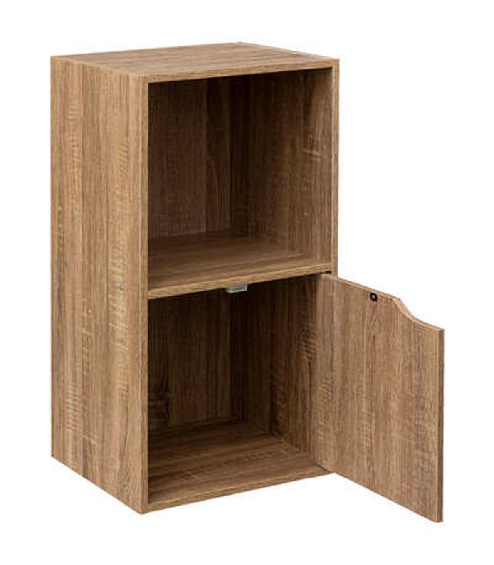 Wadiga Table De Chevet Bois 1 Placard + 1 étagère 34.4x32x67.6cm