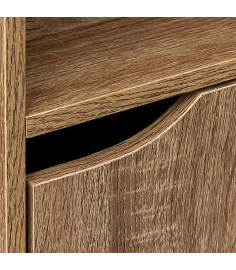 Wadiga Table De Chevet Bois 1 Placard + 1 étagère 34.4x32x67.6cm