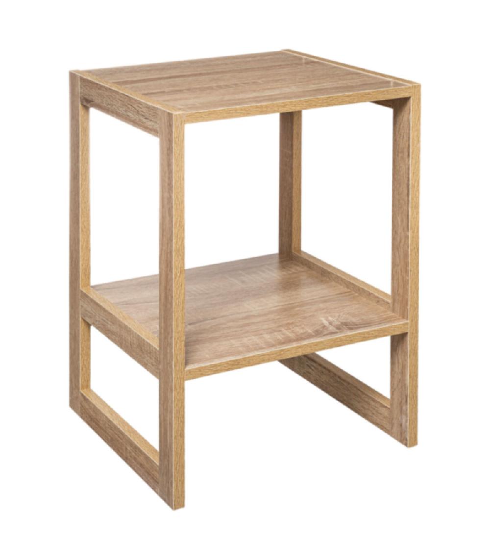 wadiga Table de chevet bois 2 plateaux - 34.5x33.5x51cm