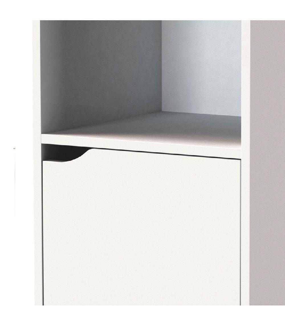 Wadiga Table De Chevet Bois Blanc 1 Placard + 1 étagère 30x29x60cm