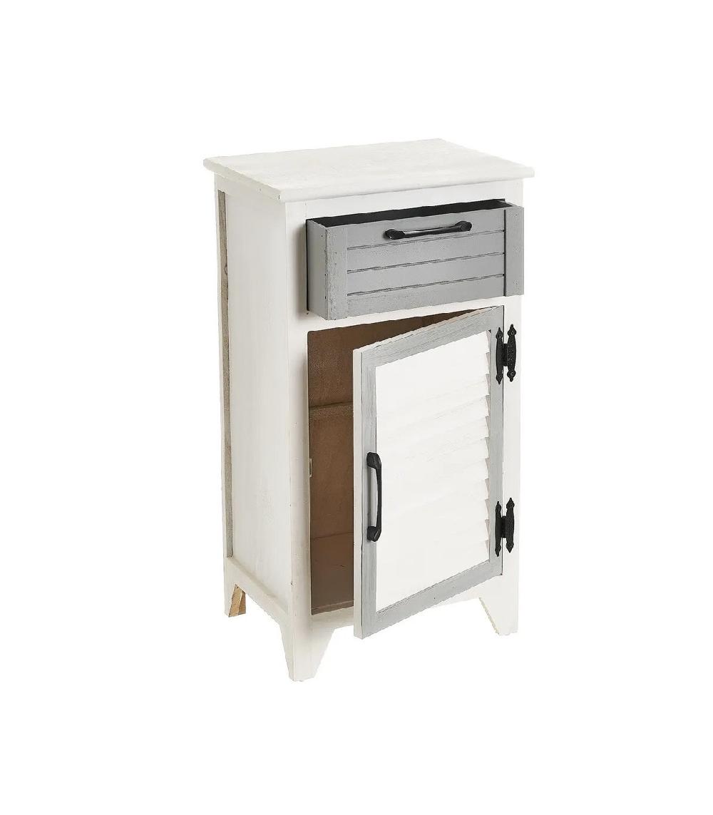 Wadiga Table De Chevet Bois Blanc Et Gris Cérusé - 40x29x74cm