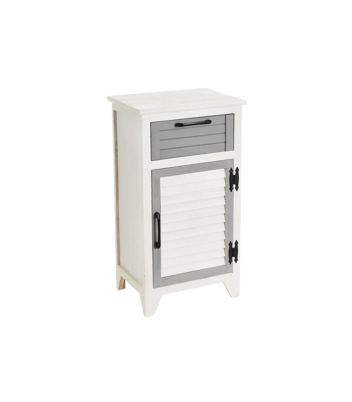 wadiga Table de chevet bois blanc et gris cérusé - 40x29x74cm