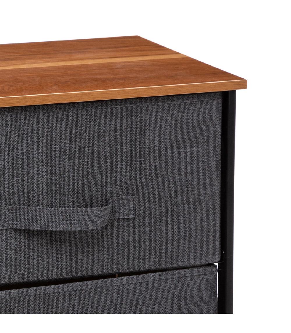 Wadiga Table De Chevet Bois Et 2 Tiroirs Gris Foncé - 45x30x51cm