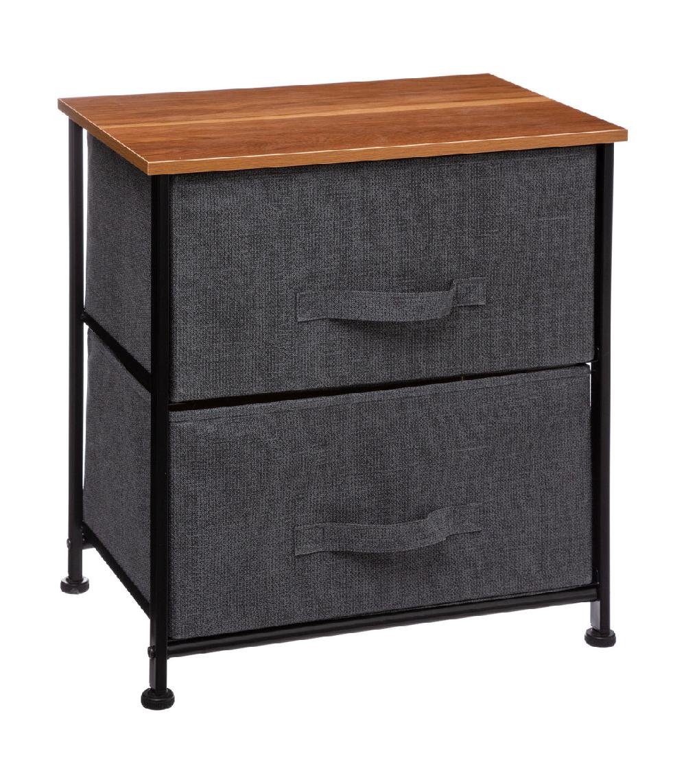 wadiga Table de chevet bois et 2 tiroirs gris foncé - 45x30x51cm