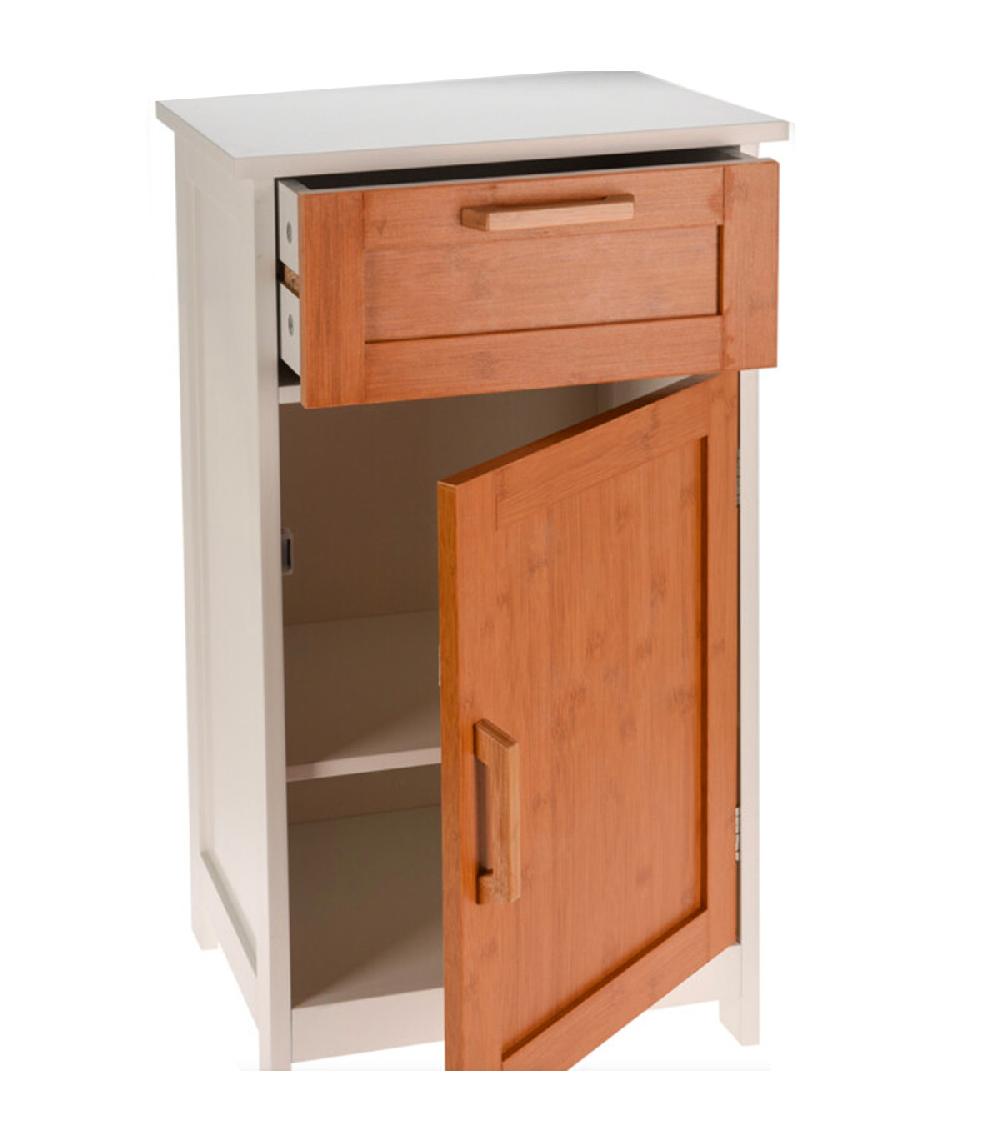 Wadiga Table De Chevet Bois Et Blanc 1 Tiroir Et 1 Placard 40x30x70cm