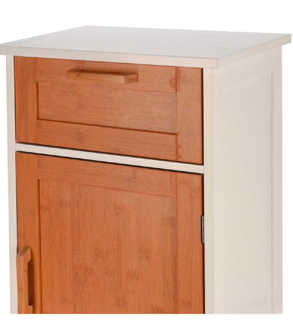 Wadiga Table De Chevet Bois Et Blanc 1 Tiroir Et 1 Placard 40x30x70cm