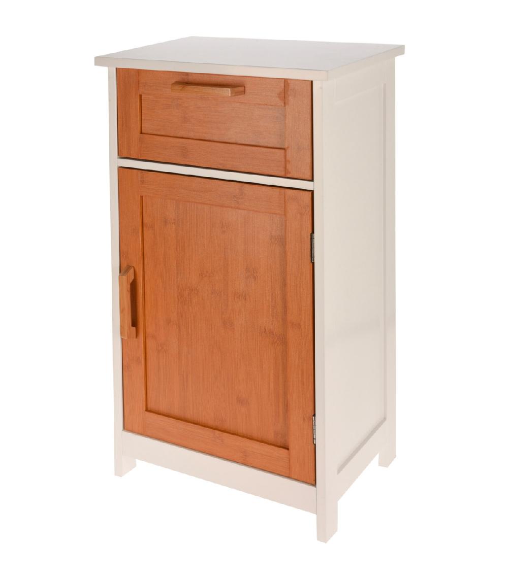 wadiga Table de chevet bois et blanc 1 tiroir et 1 placard 40x30x70cm