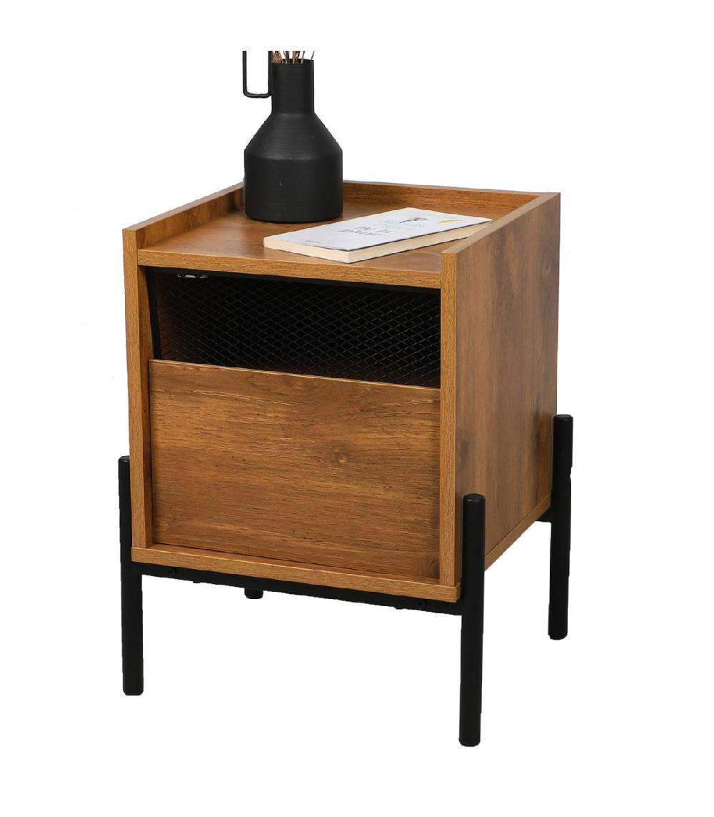 Wadiga Table De Chevet Bois Et Métal Noir 40x35x50cm