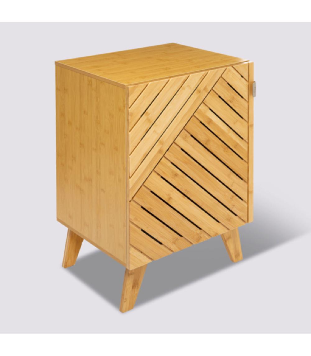 Wadiga Table De Chevet Bois Et Porte Bambou - 45x38x70cm