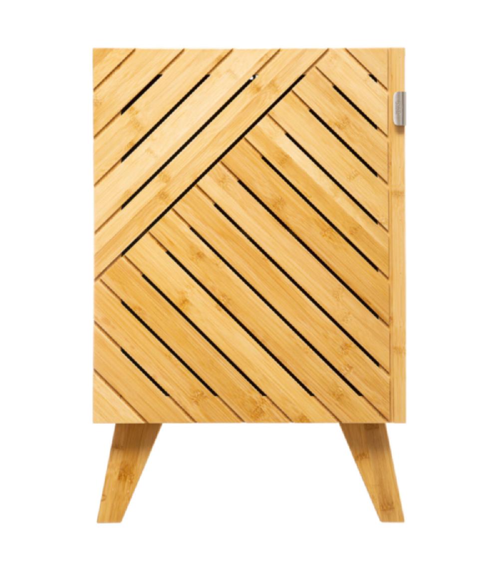 Wadiga Table De Chevet Bois Et Porte Bambou - 45x38x70cm