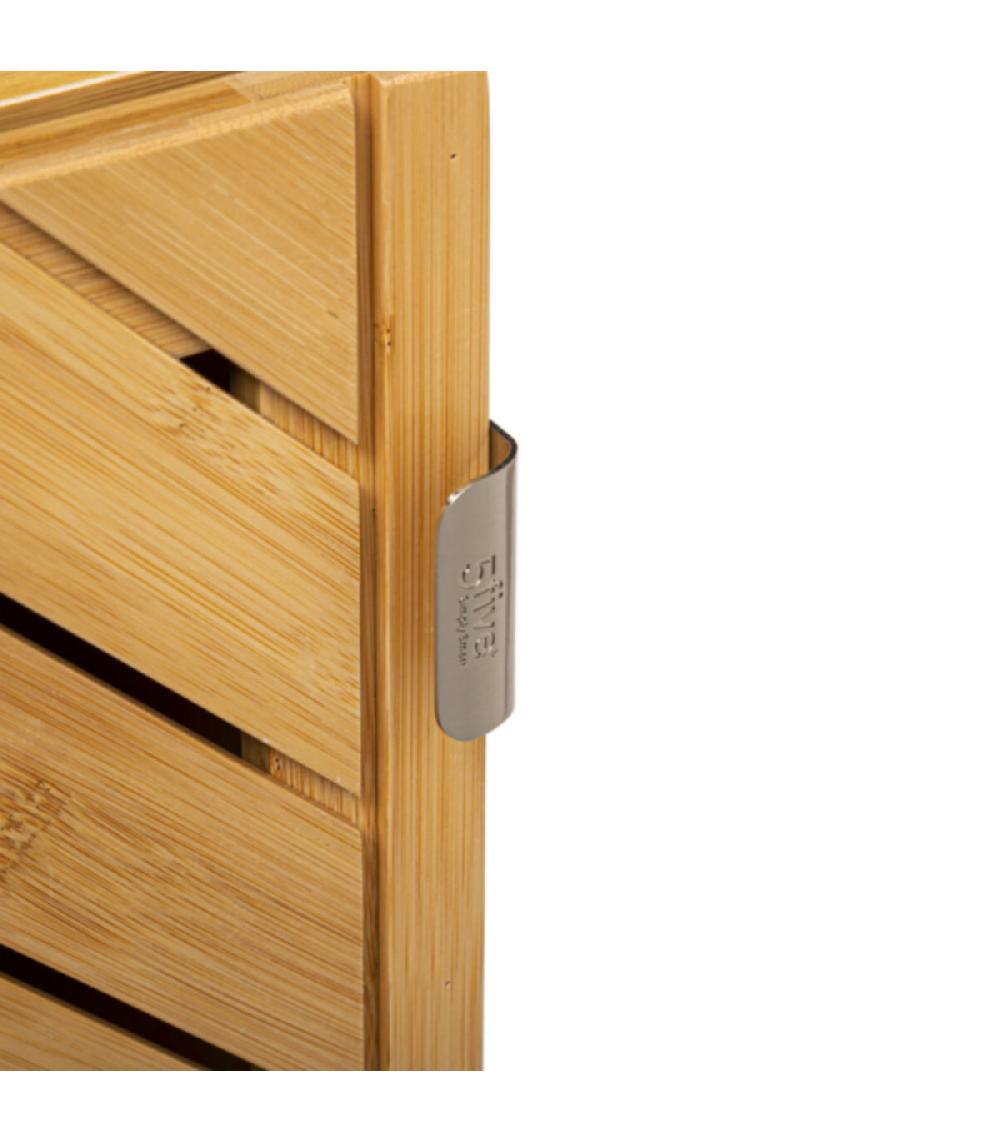 Wadiga Table De Chevet Bois Et Porte Bambou - 45x38x70cm