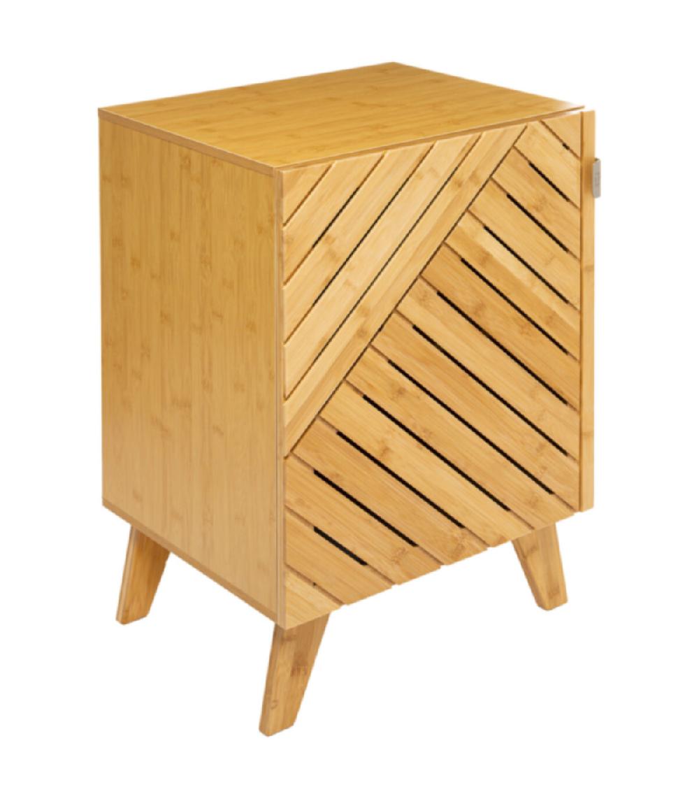 wadiga Table de chevet bois et porte bambou - 45x38x70cm