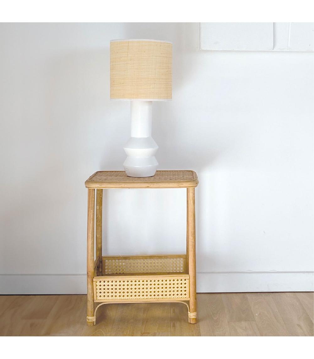 Wadiga Table De Chevet Bois Et Rotin 41x30.5x50.5cm