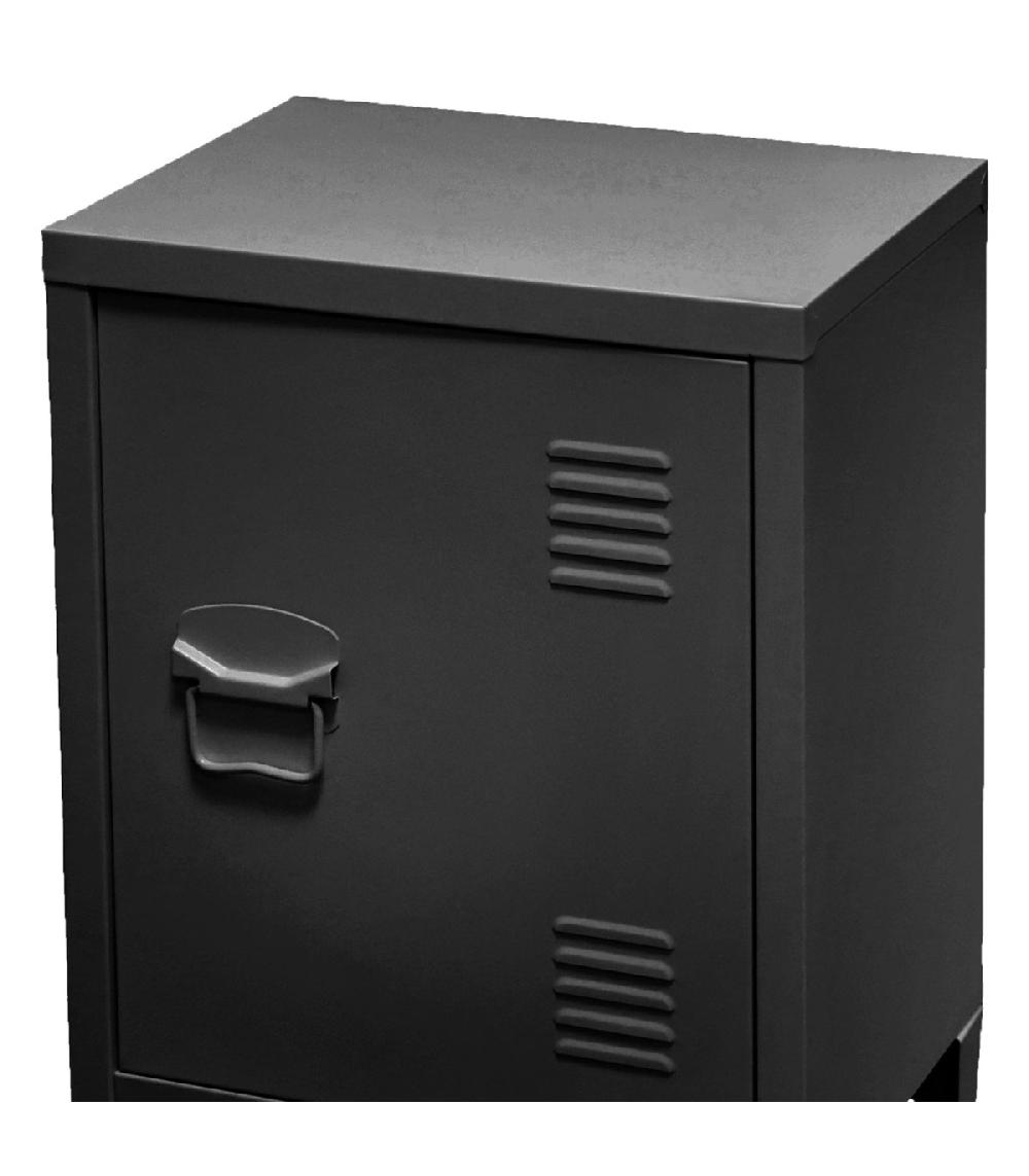 Wadiga Table De Chevet Casier En Métal Noir 1 Porte 40x30x57cm