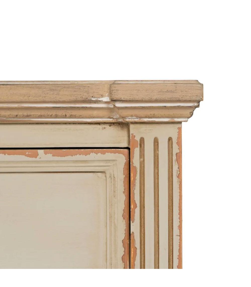 Wadiga Table De Chevet Classque En Bois Beige Effet Vieilli 56x36x68cm