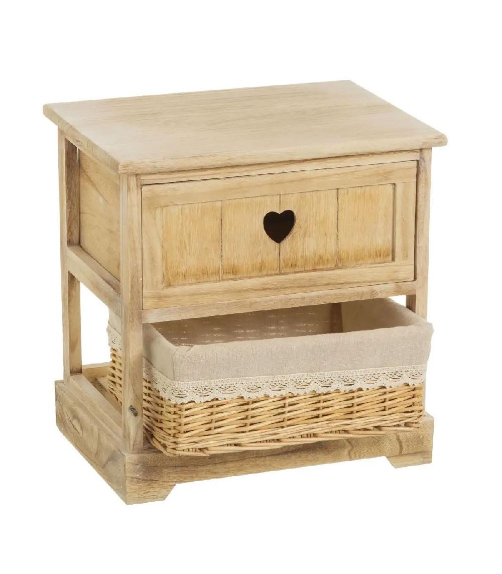 Wadiga Table De Chevet En Bois 1 Tiroir + 1 Panier Country