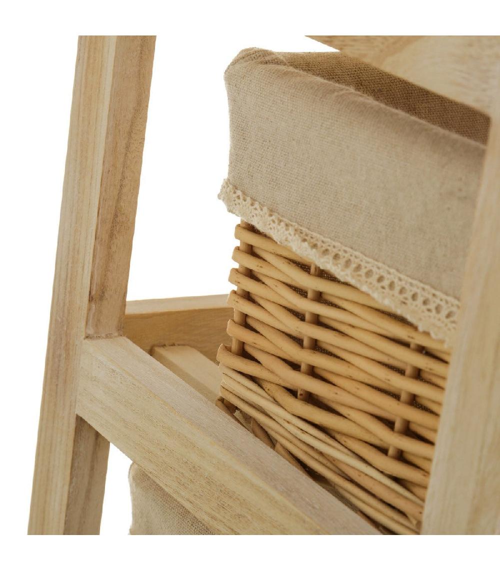 Wadiga Table De Chevet En Bois 1 Tiroir + 3 Paniers Country - 40x29x73cm