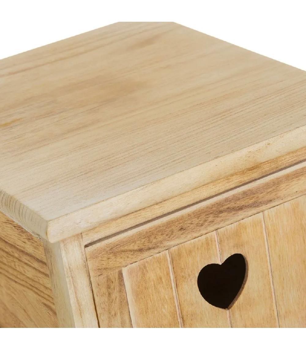 Wadiga Table De Chevet En Bois 1 Tiroir Et 2 Paniers Country 26x32x63cm