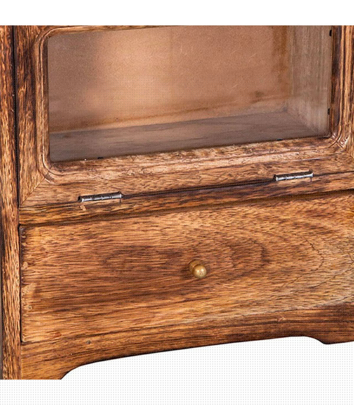 Wadiga Table De Chevet En Bois 2 Portes Vitrées Et 1 Tiroir 27.5x15x40cm