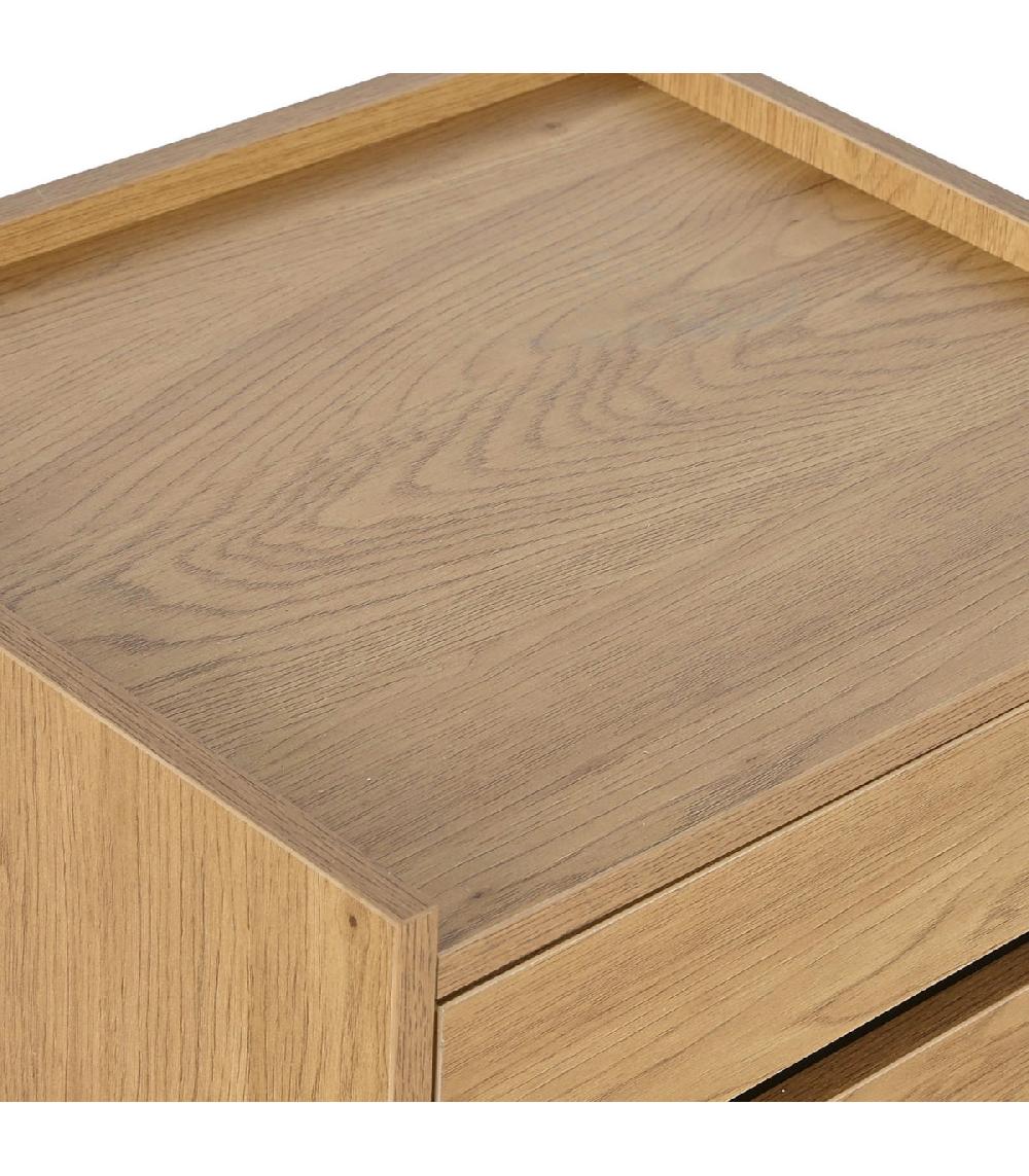 Wadiga Table De Chevet En Bois 2 Tiroirs 50x40x40cm