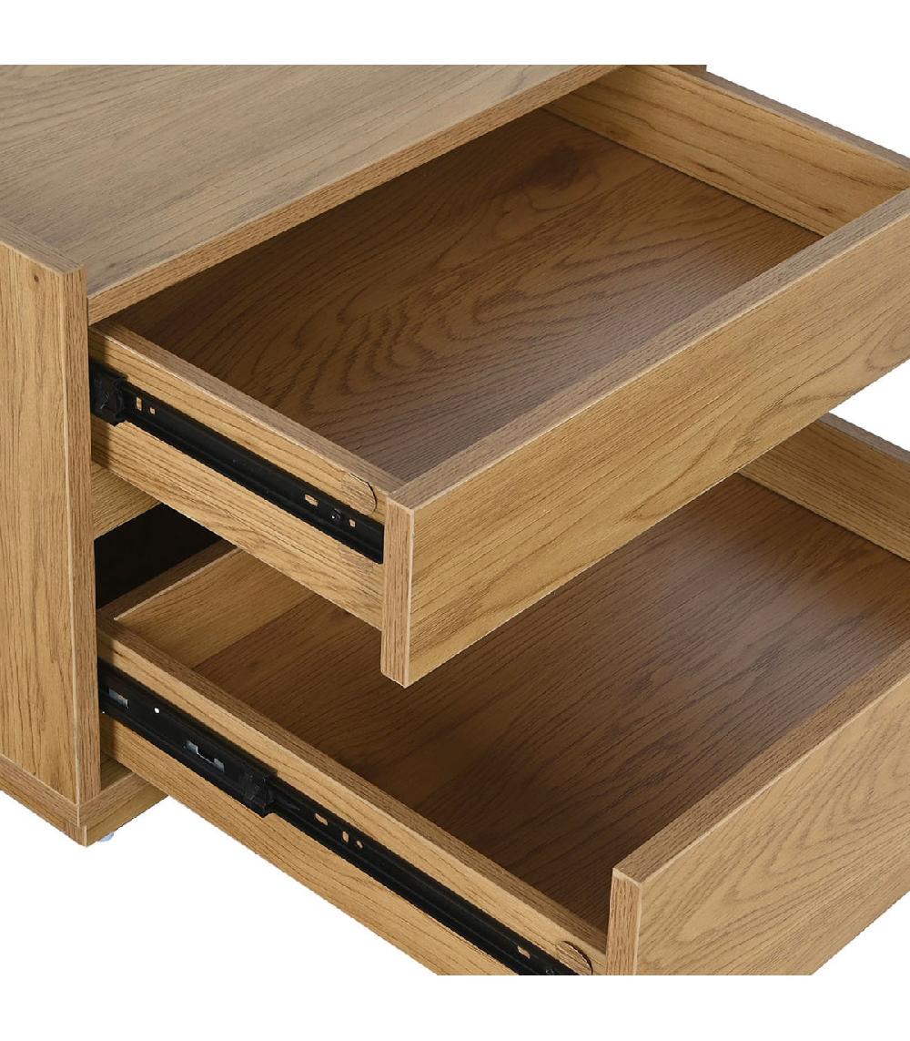 Wadiga Table De Chevet En Bois 2 Tiroirs 50x40x40cm