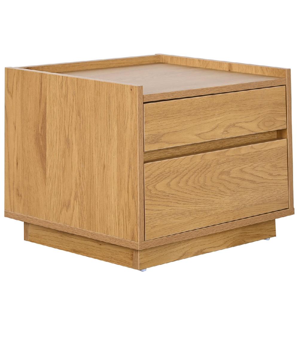 wadiga Table de chevet en bois 2 tiroirs 50x40x40cm