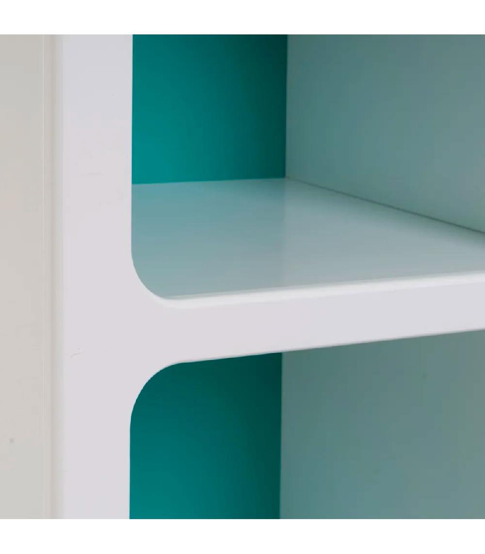 Wadiga Table De Chevet En Bois Blanc Et Bleu 40x32x70cm