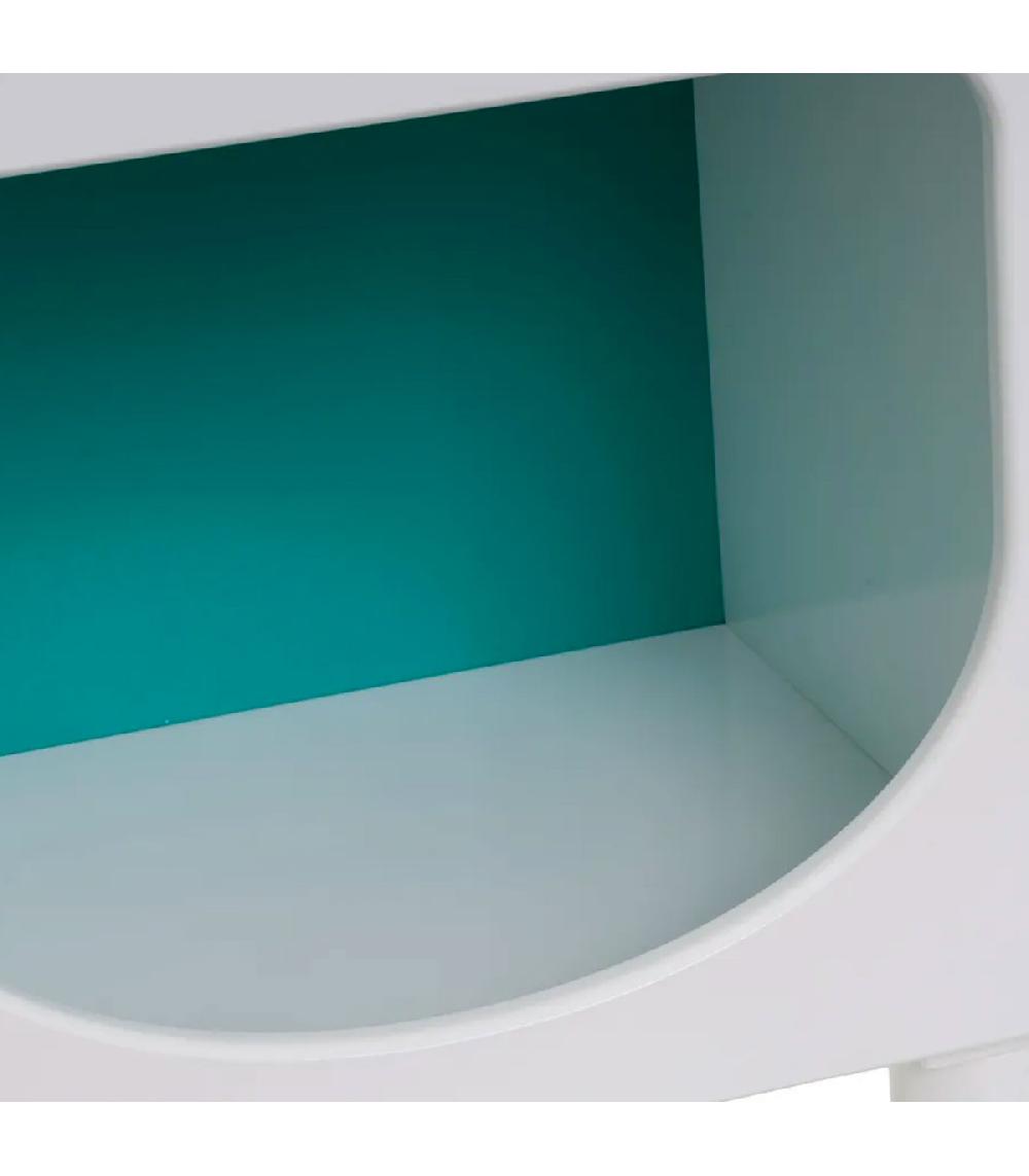 Wadiga Table De Chevet En Bois Blanc Et Bleu 40x32x70cm