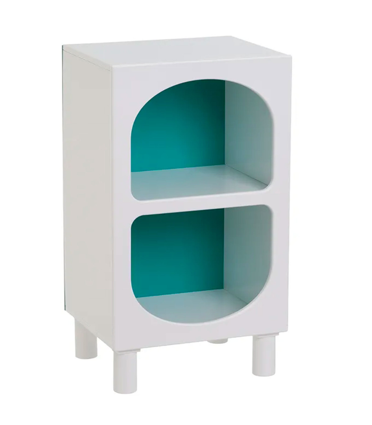 wadiga Table de chevet en bois blanc et bleu 40x32x70cm