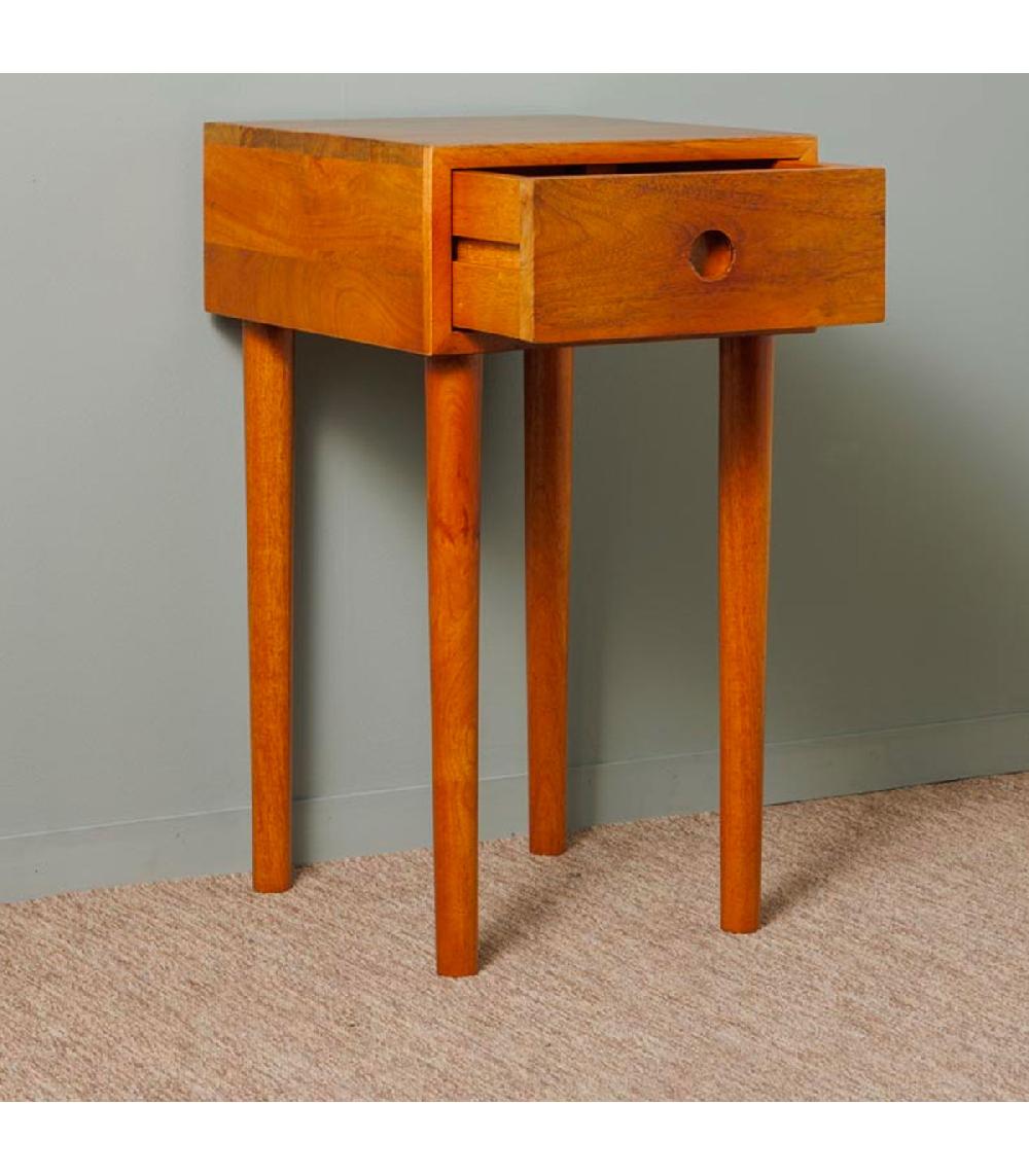 Wadiga Table De Chevet En Bois De Manguier 1 Tiroir 31x35x58cm