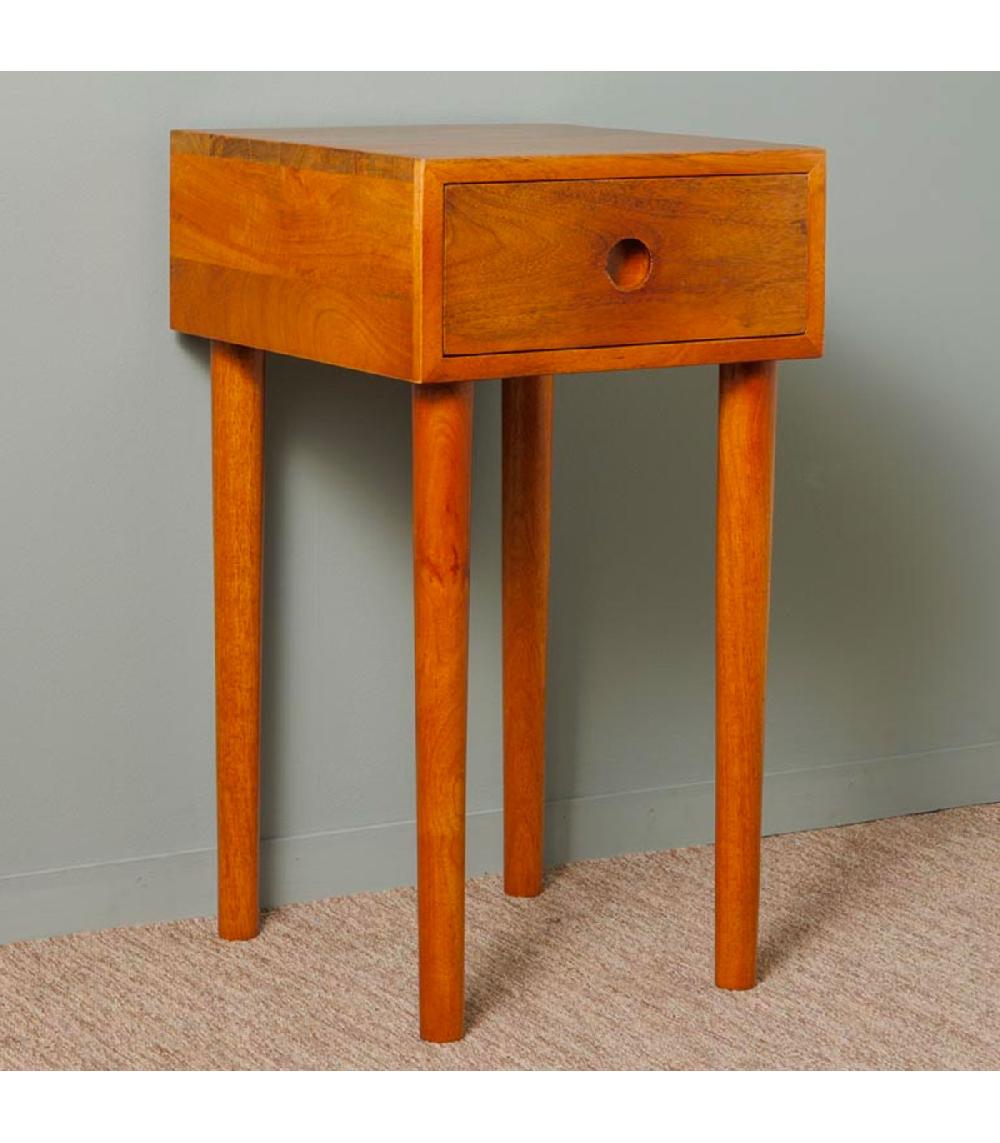 Wadiga Table De Chevet En Bois De Manguier 1 Tiroir 31x35x58cm