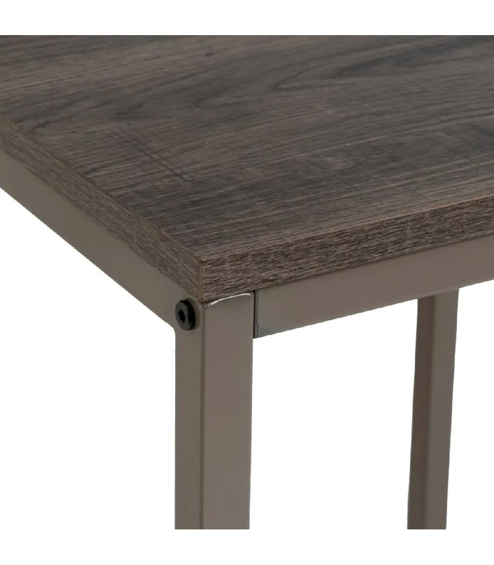 Wadiga Table De Chevet En Bois Et Métal Gris 40x40x50cm