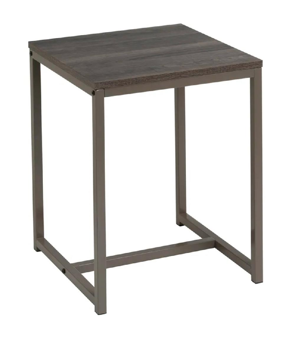 wadiga Table de chevet en bois et métal gris 40x40x50cm