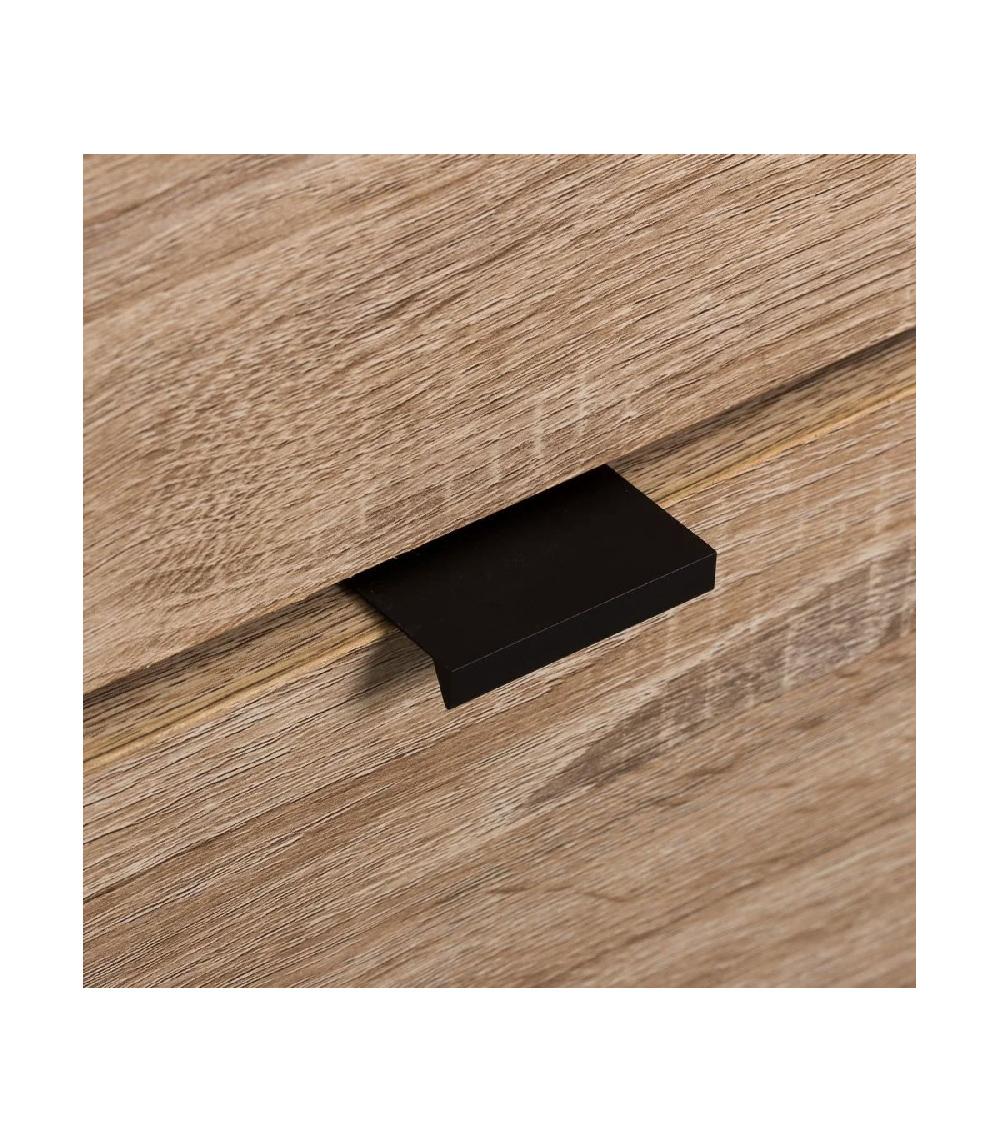 Wadiga Table De Chevet En Bois Et Métal Noir 2 Tiroirs