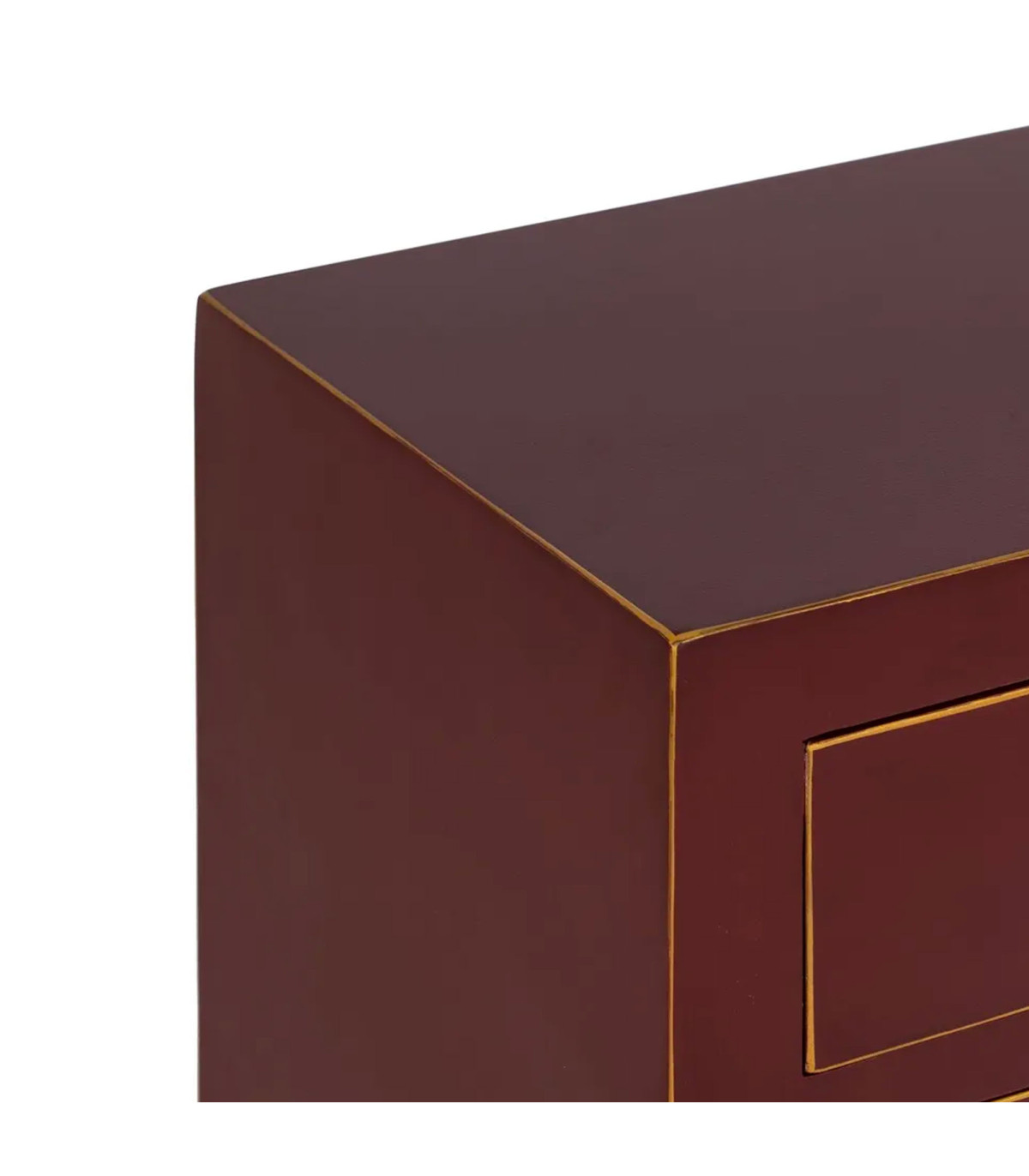 Wadiga Table De Chevet En Bois Rouge Bordeaux Et Détails Dorés 45x30x66cm