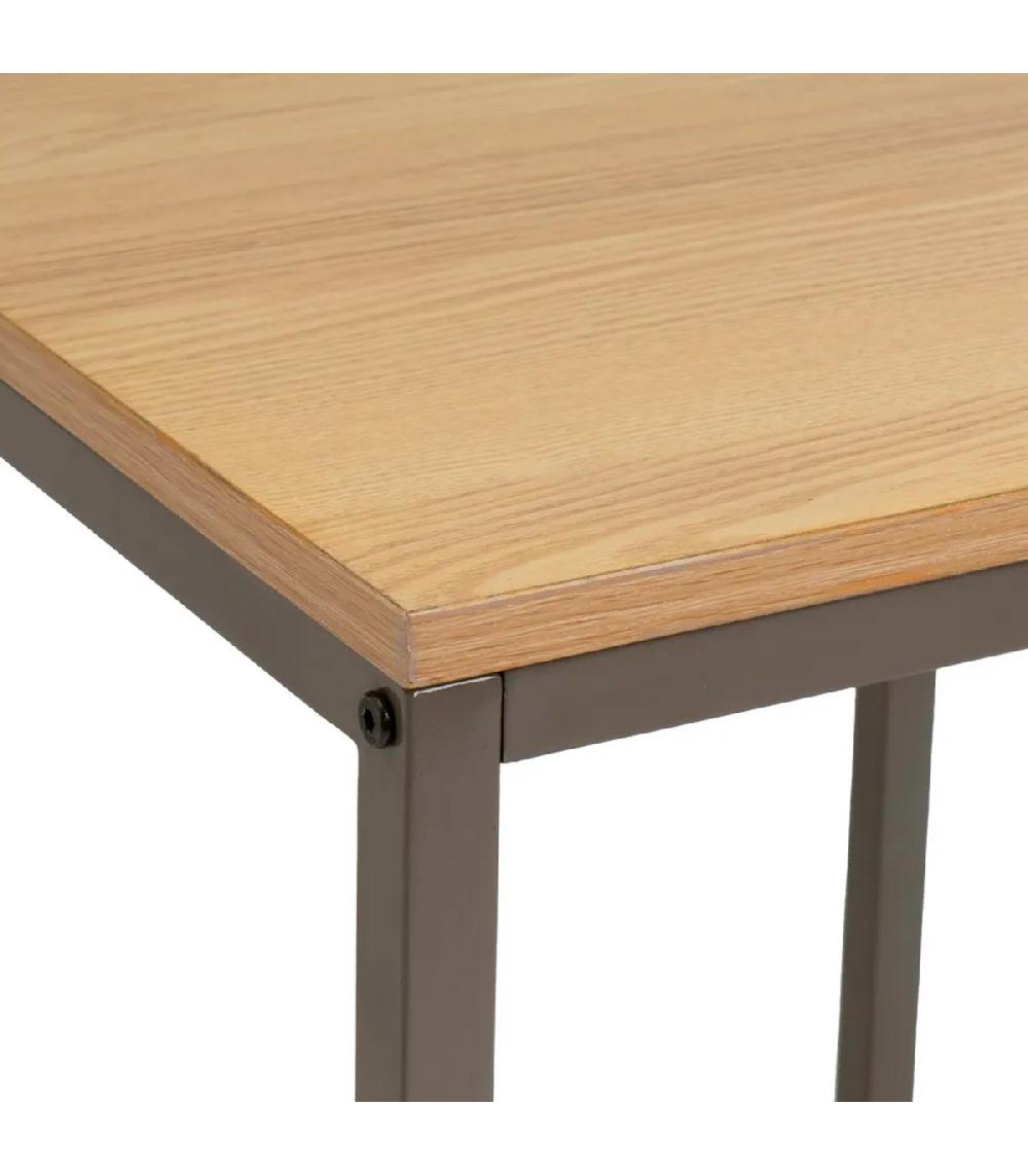 Wadiga Table De Chevet En Couleur Bois Naturel Et Métal Gris 40x40x50cm