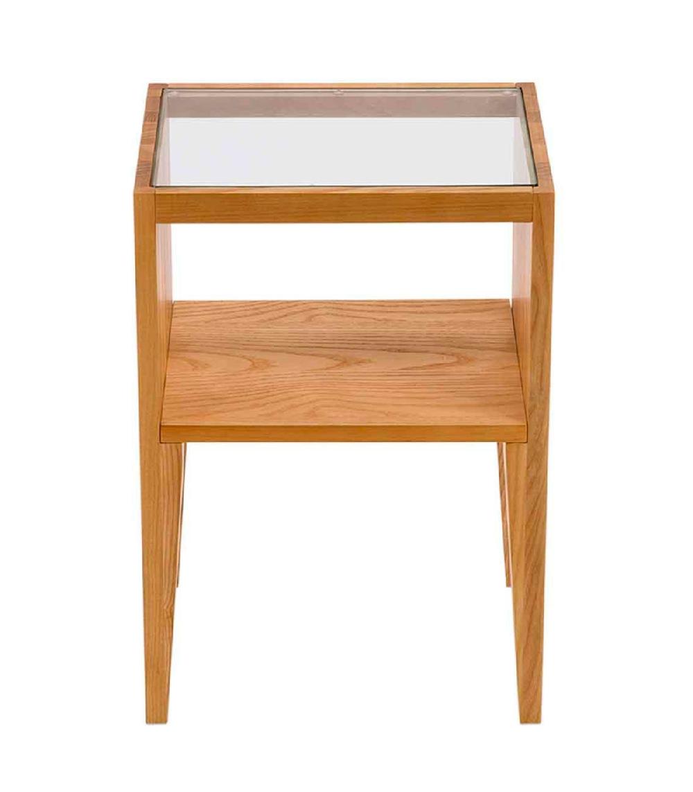 Wadiga Table De Chevet En Frêne Et Verre 38x30x55cm